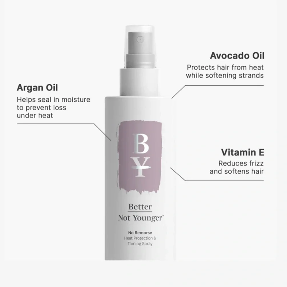 BETTER NOT YOUNGER No Remorse Heat Protection & Taming Spray 2oz NIP